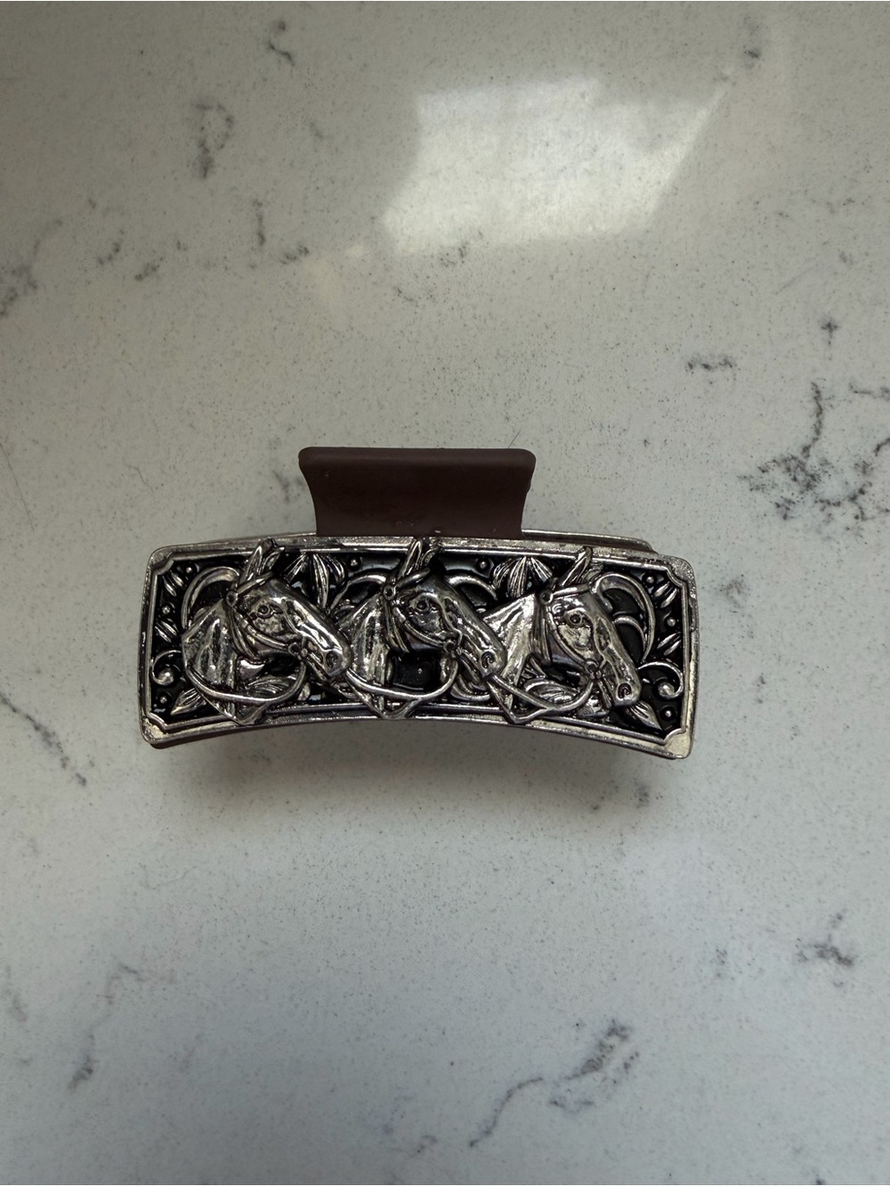 Silver Horse Trio Metal Hair Clip